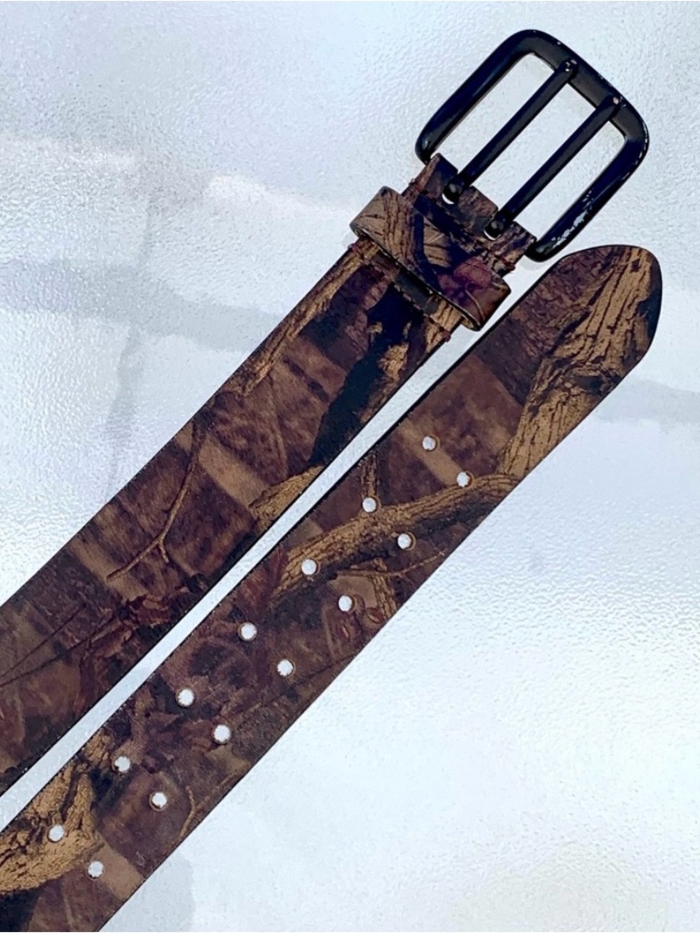 Camouflage Brown Genuine Leather 1402 Two-Prong Work Belt ~ Men's XL Size 48